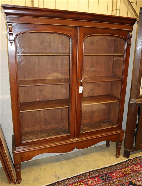 A Victorian mahogany bookcase cabinet on stand, W.158cm, D.34cm, H.175cm